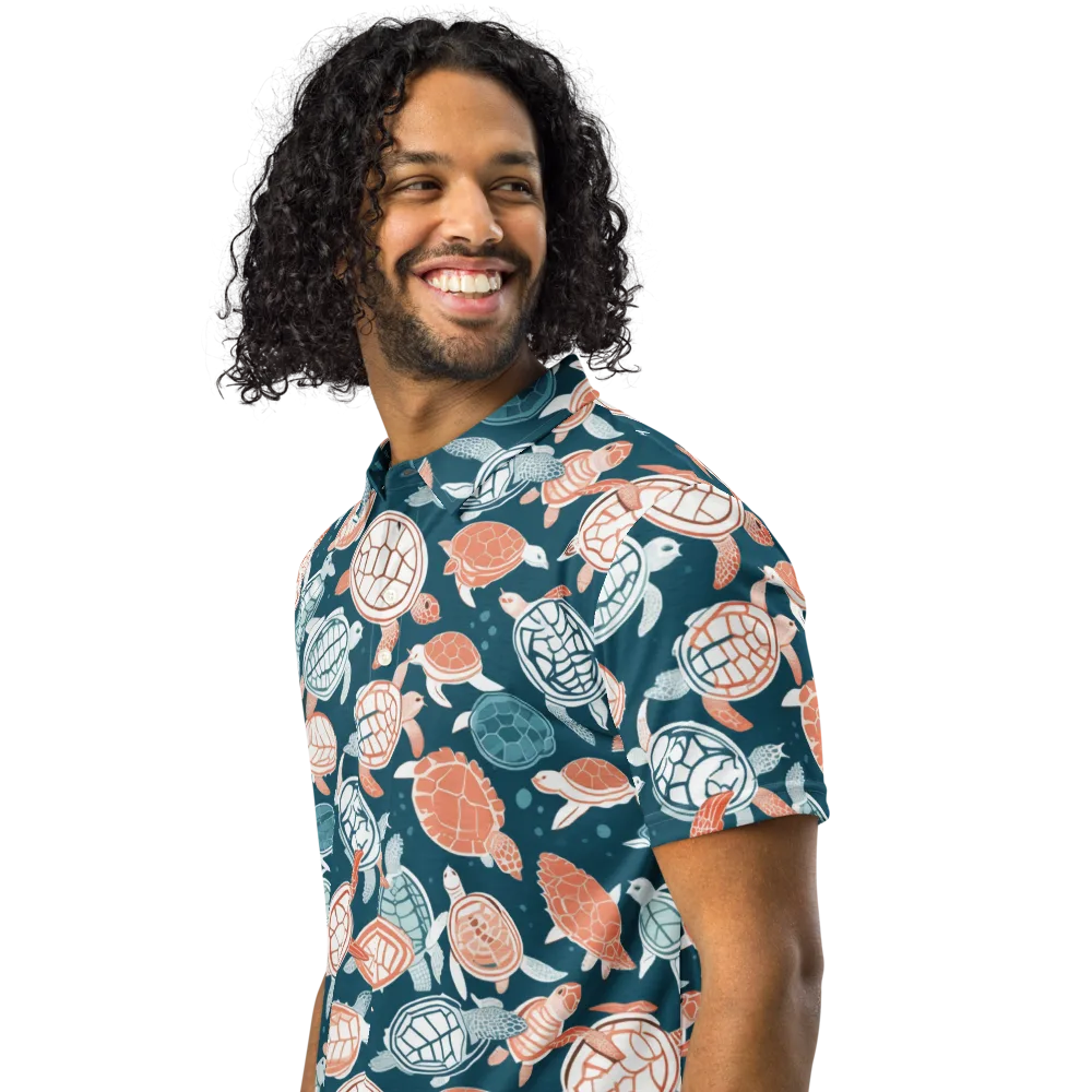 Shells At Sea on Men's Slim Fit Polo Shirt — Left Front