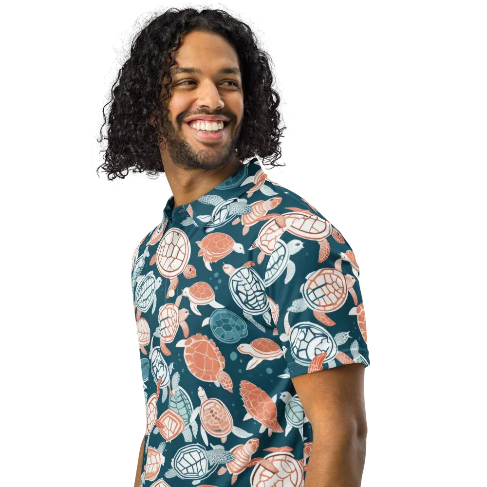 Shells At Sea on Men's Slim Fit Polo Shirt — Left Front