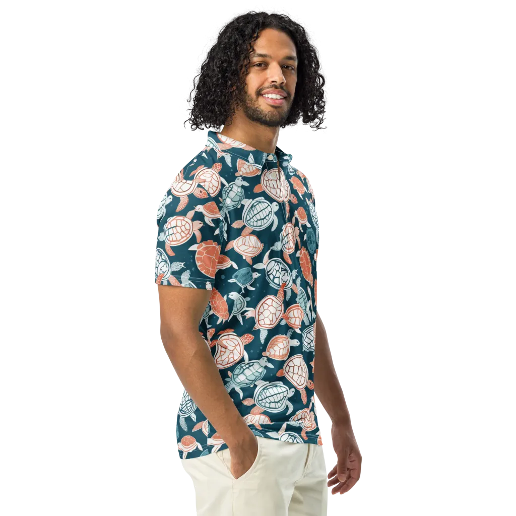Shells At Sea on Men's Slim Fit Polo Shirt — Right Front