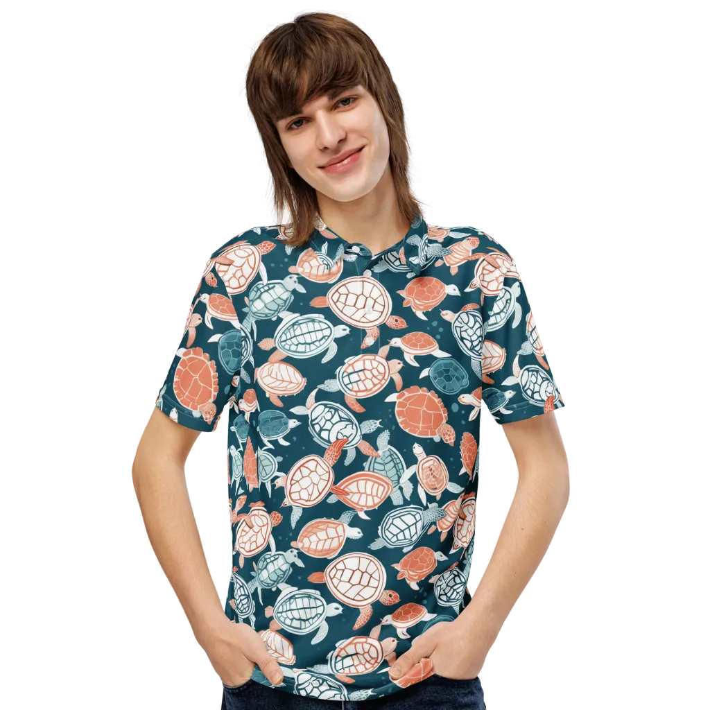 Shells At Sea on Men's Slim Fit Polo Shirt — Front