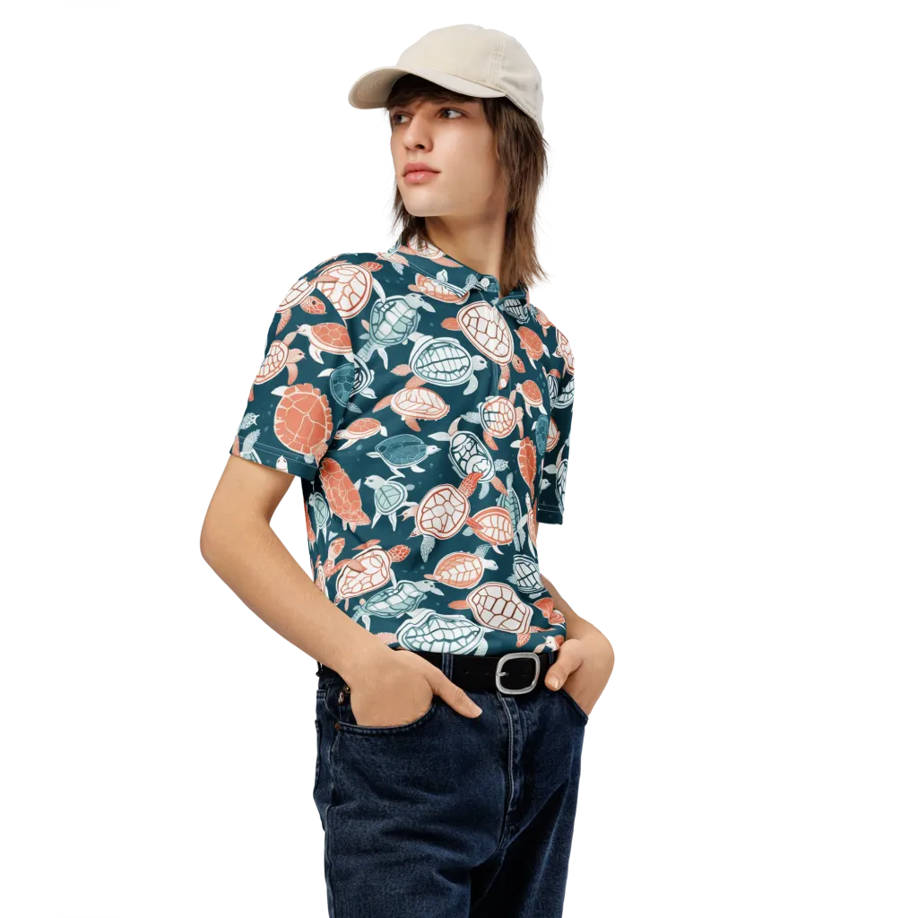 Shells At Sea on Men's Slim Fit Polo Shirt — Right Front