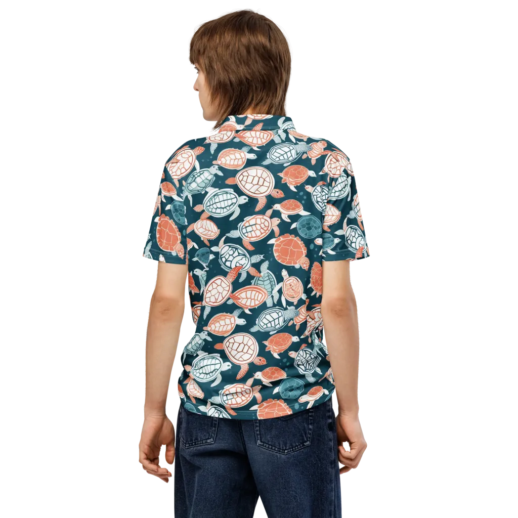 Shells At Sea on Men's Slim Fit Polo Shirt — Back