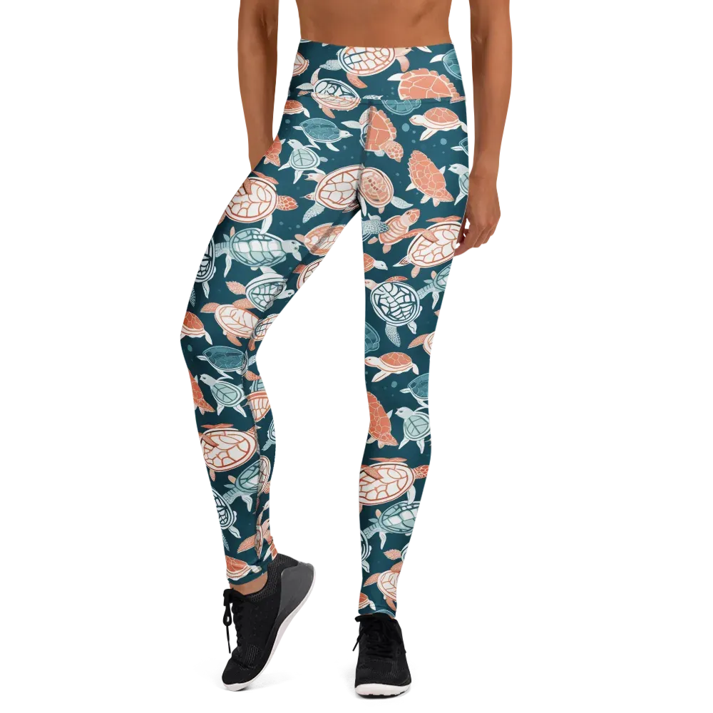 Shells At Sea on Yoga Leggings — Front