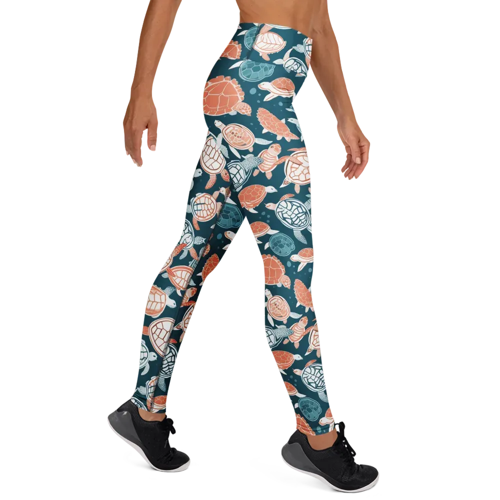 Shells At Sea on Yoga Leggings — Right