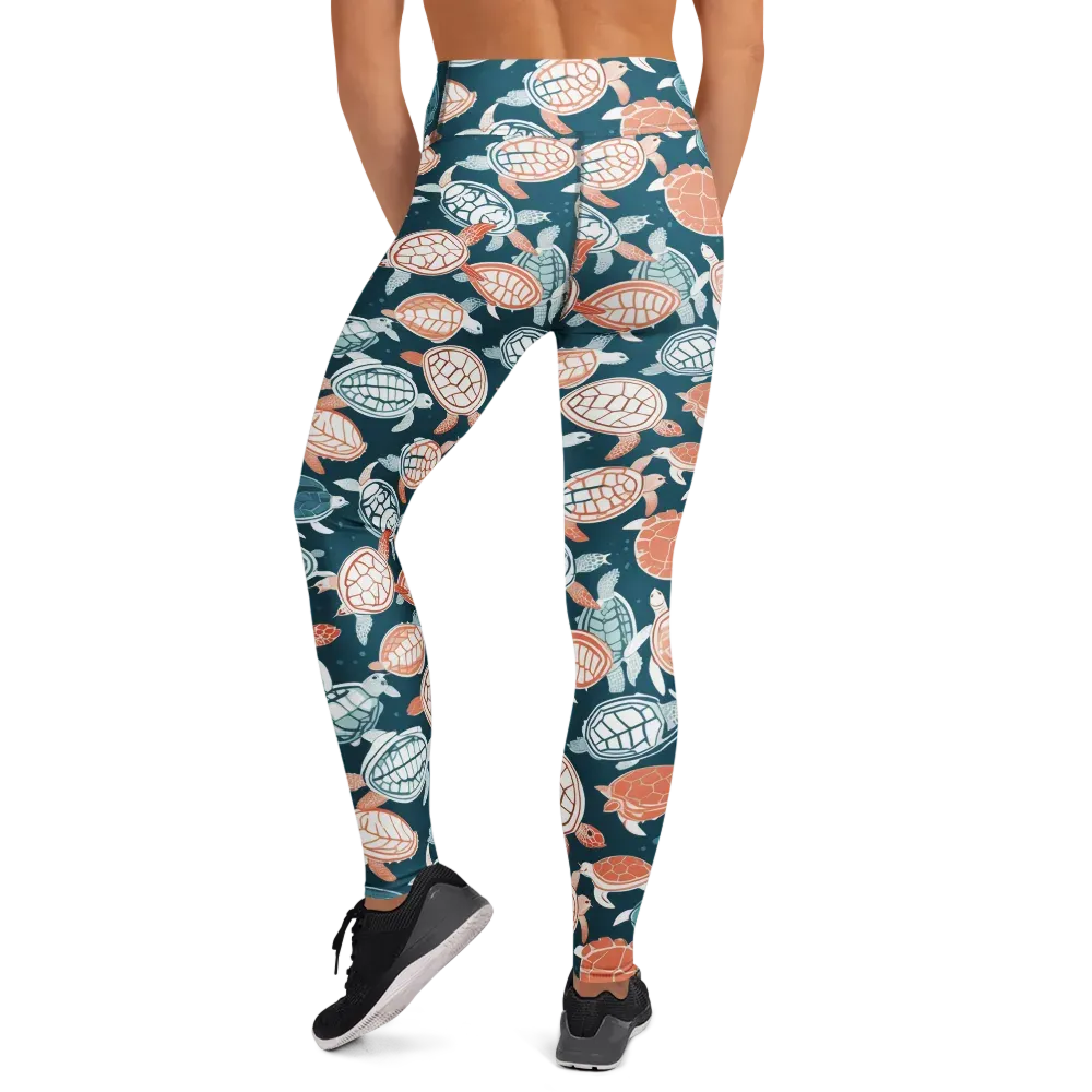 Shells At Sea on Yoga Leggings — Back