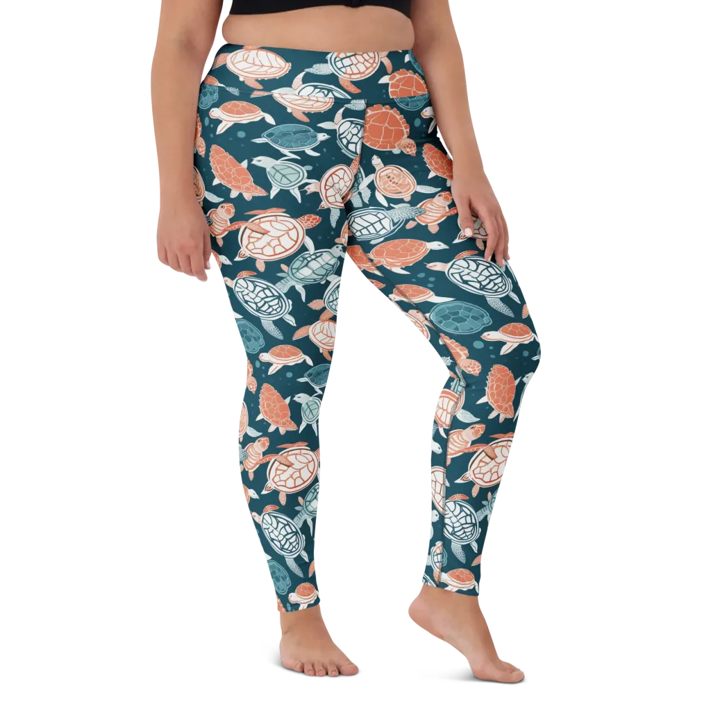 Shells At Sea on Yoga Leggings — Front