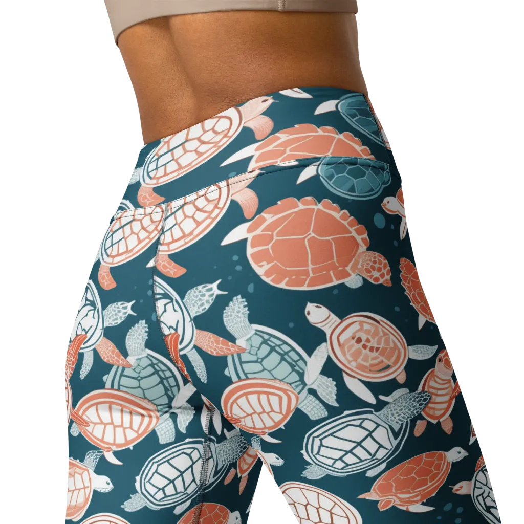 Shells At Sea on Yoga Leggings — Back
