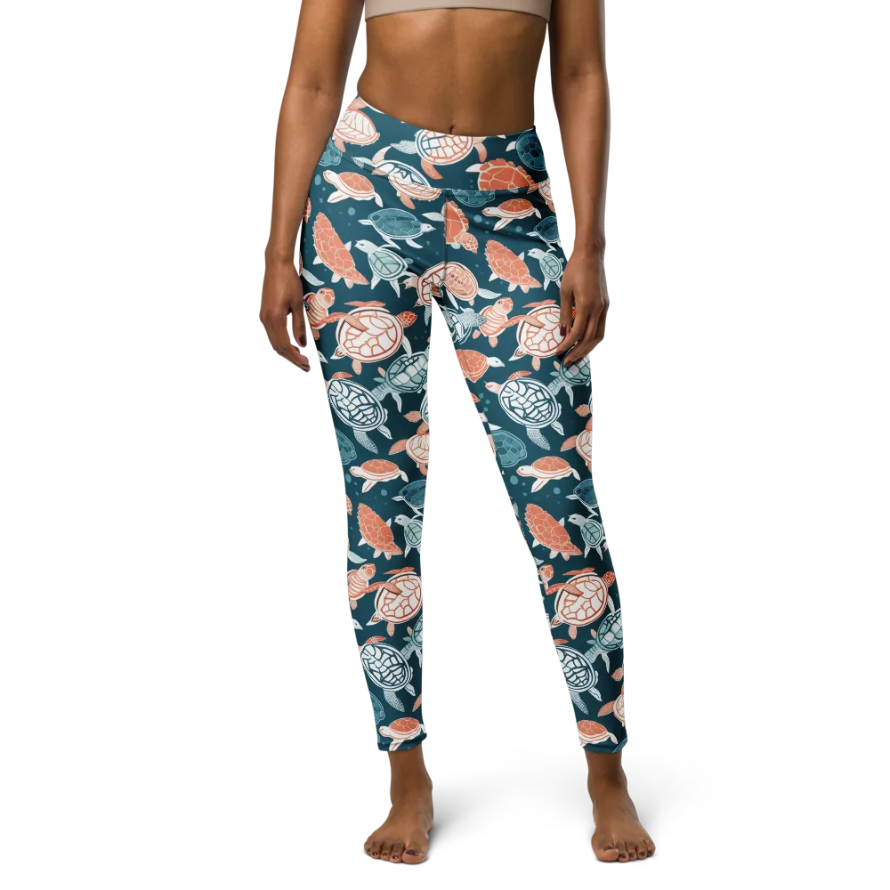 Shells At Sea on Yoga Leggings — Front