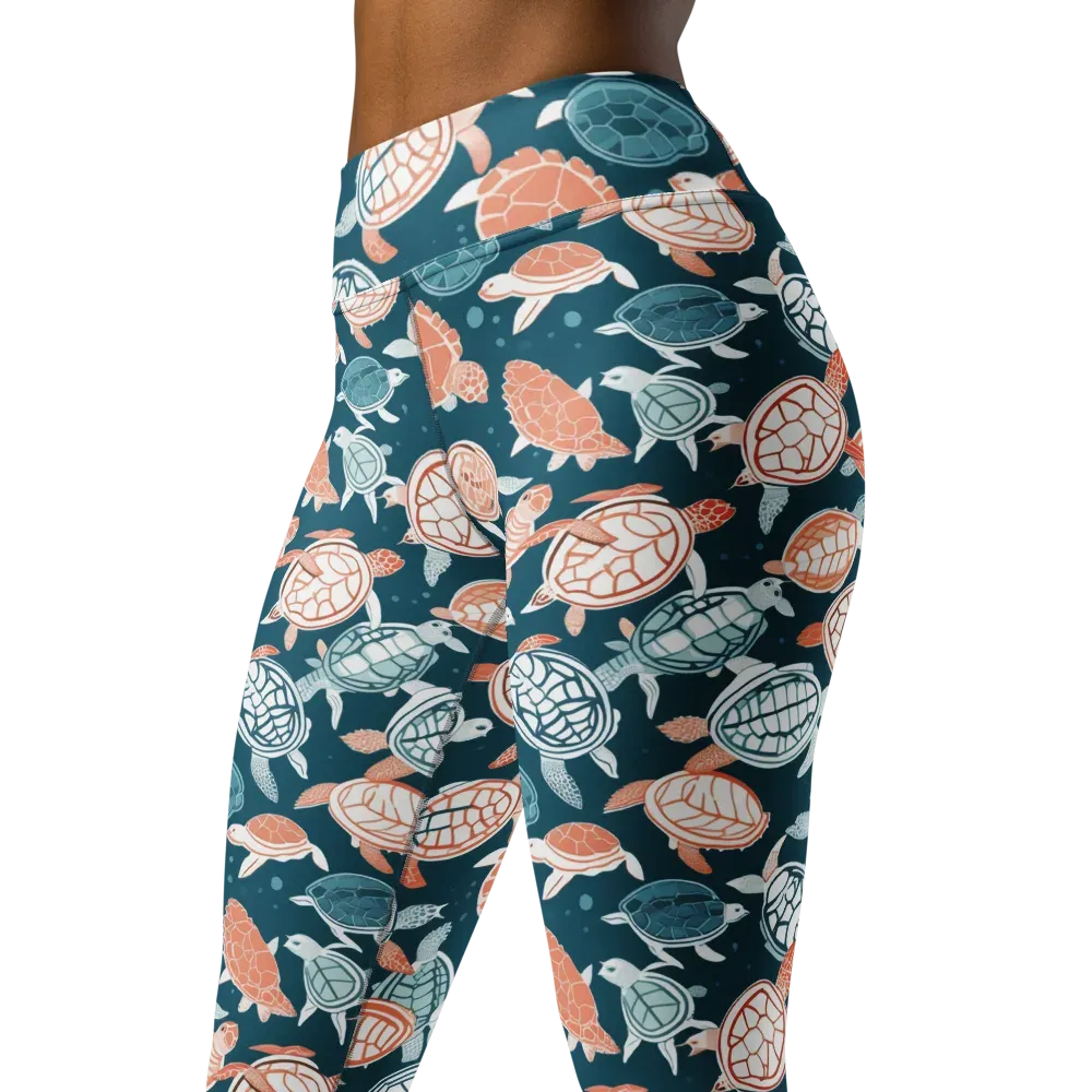 Shells At Sea on Yoga Leggings — Left Front