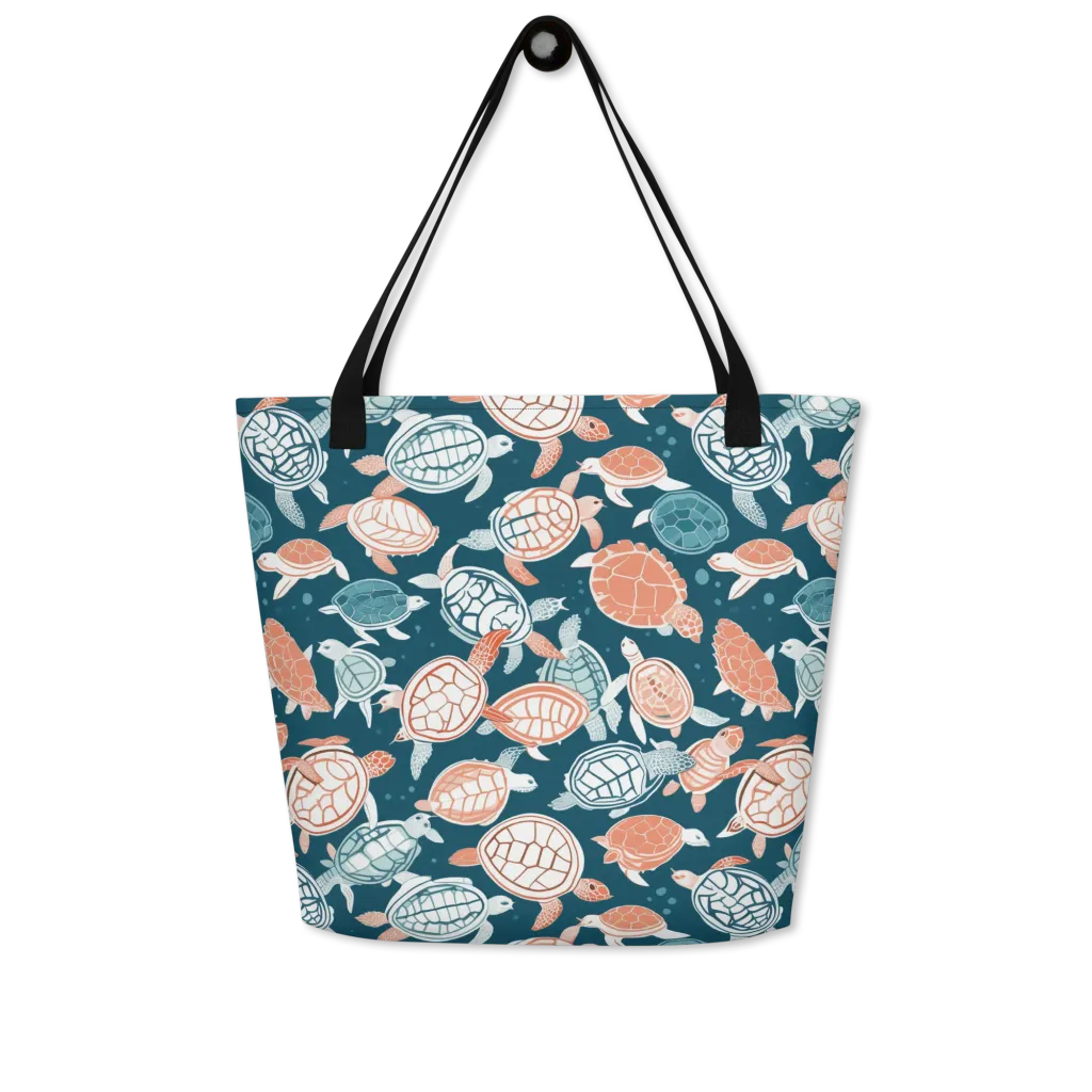 Shells At Sea on Large Tote Bag W/ Pocket — Front