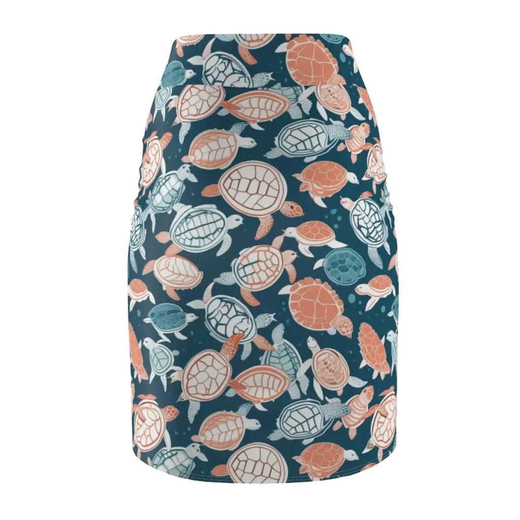 Shells At Sea on Pencil Skirt — Back