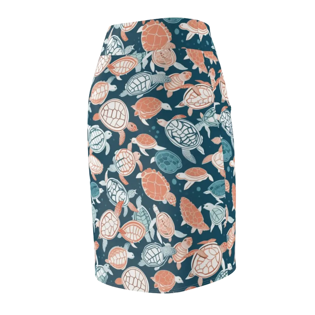 Shells At Sea on Pencil Skirt — Back Side