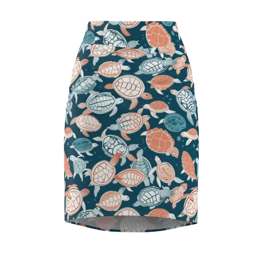 Shells At Sea on a Pencil Skirt