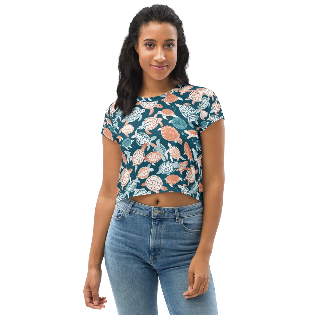 Shells At Sea on Crop Tee — Front