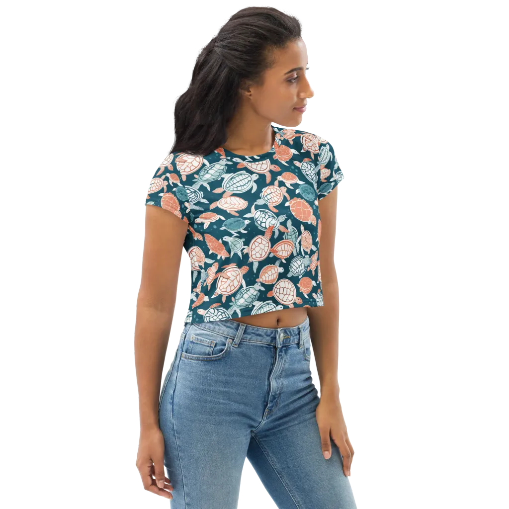 Shells At Sea on Crop Tee — Right Front