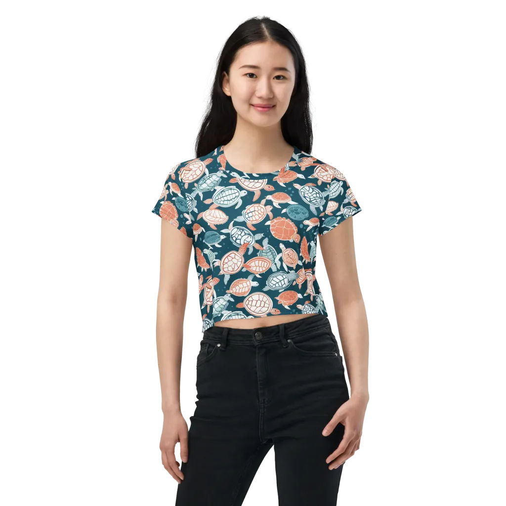 Shells At Sea on Crop Tee — Front