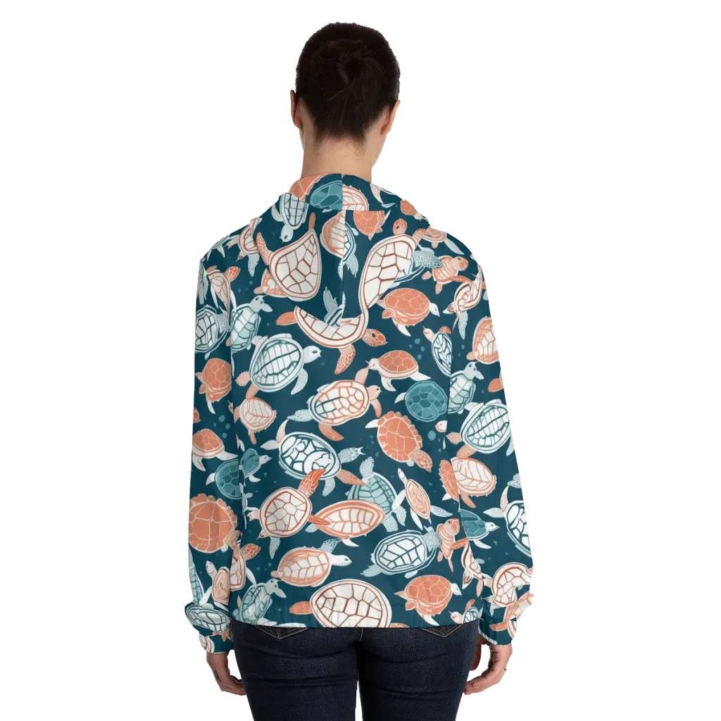 Shells At Sea on Women's Full-Zip Hoodie — Back On Person