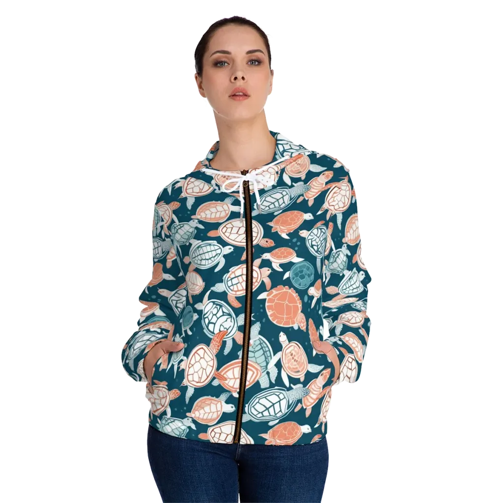 Shells At Sea on Women's Full-Zip Hoodie — Front On Person