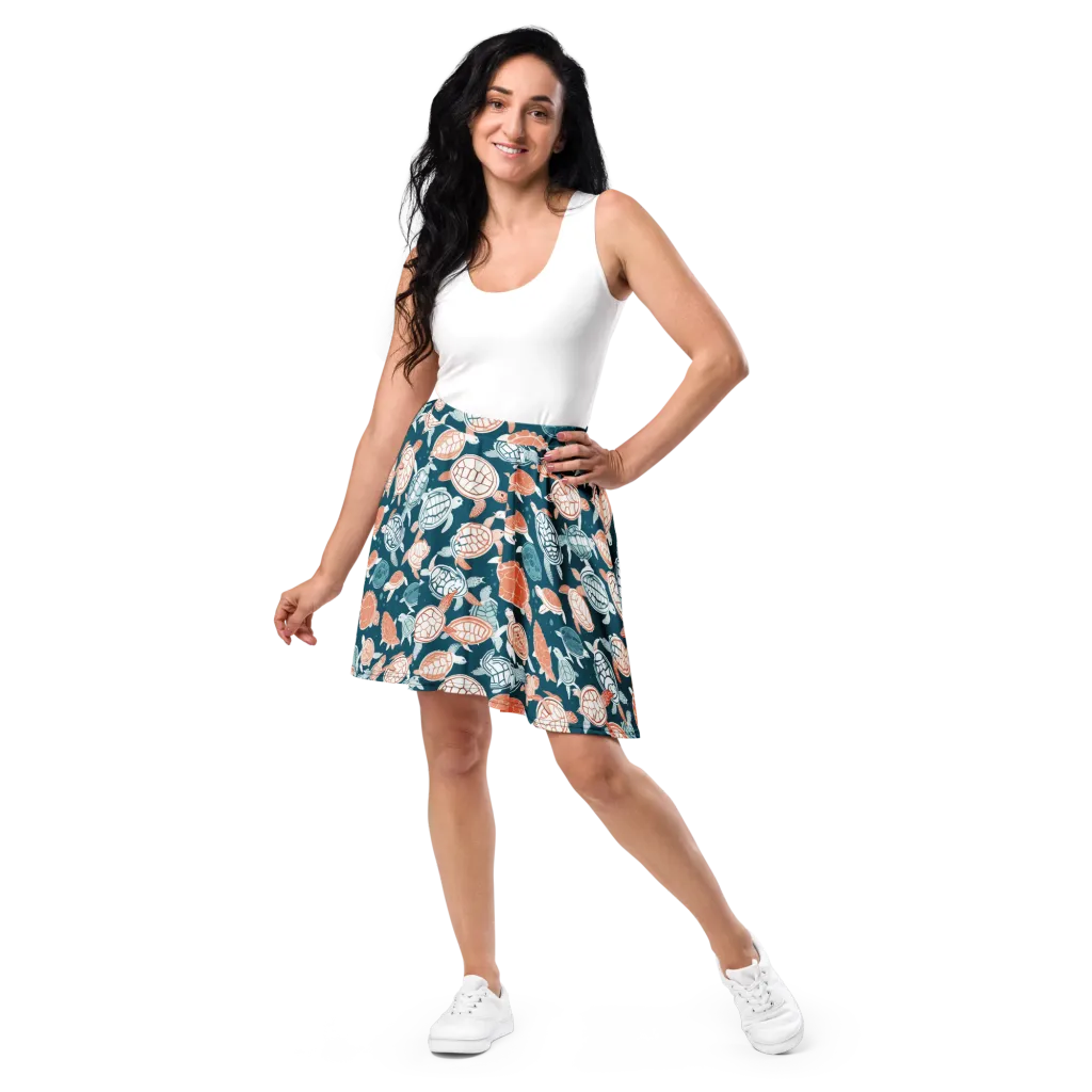 Shells At Sea on Skater Skirt — Front