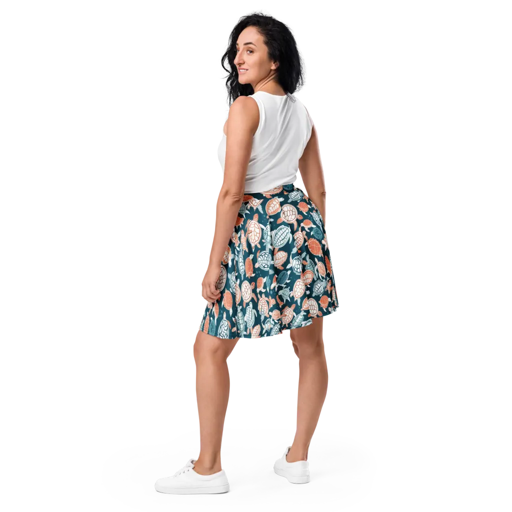 Shells At Sea on Skater Skirt — Back