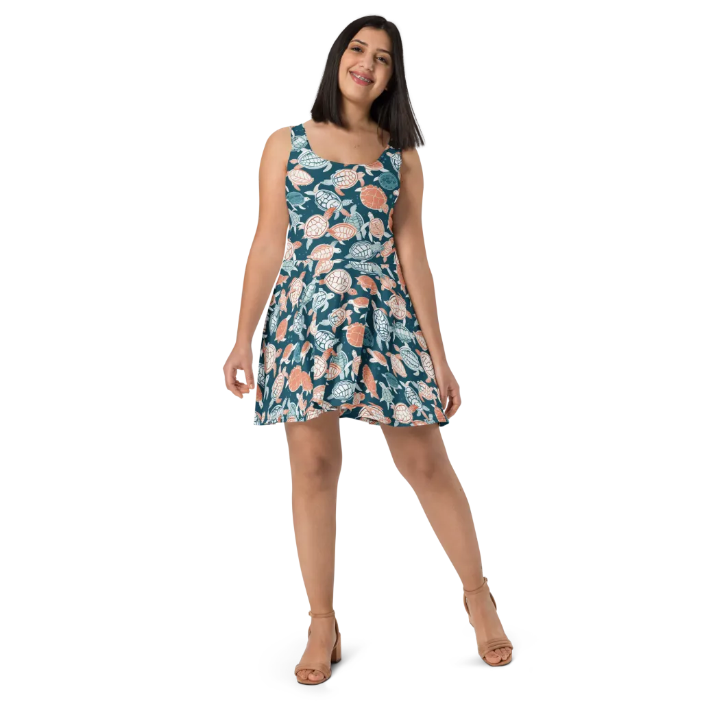 Shells At Sea on Skater Dress — Front