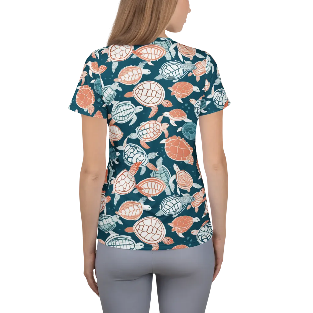 Shells At Sea on Women's Athletic T-Shirt — Back
