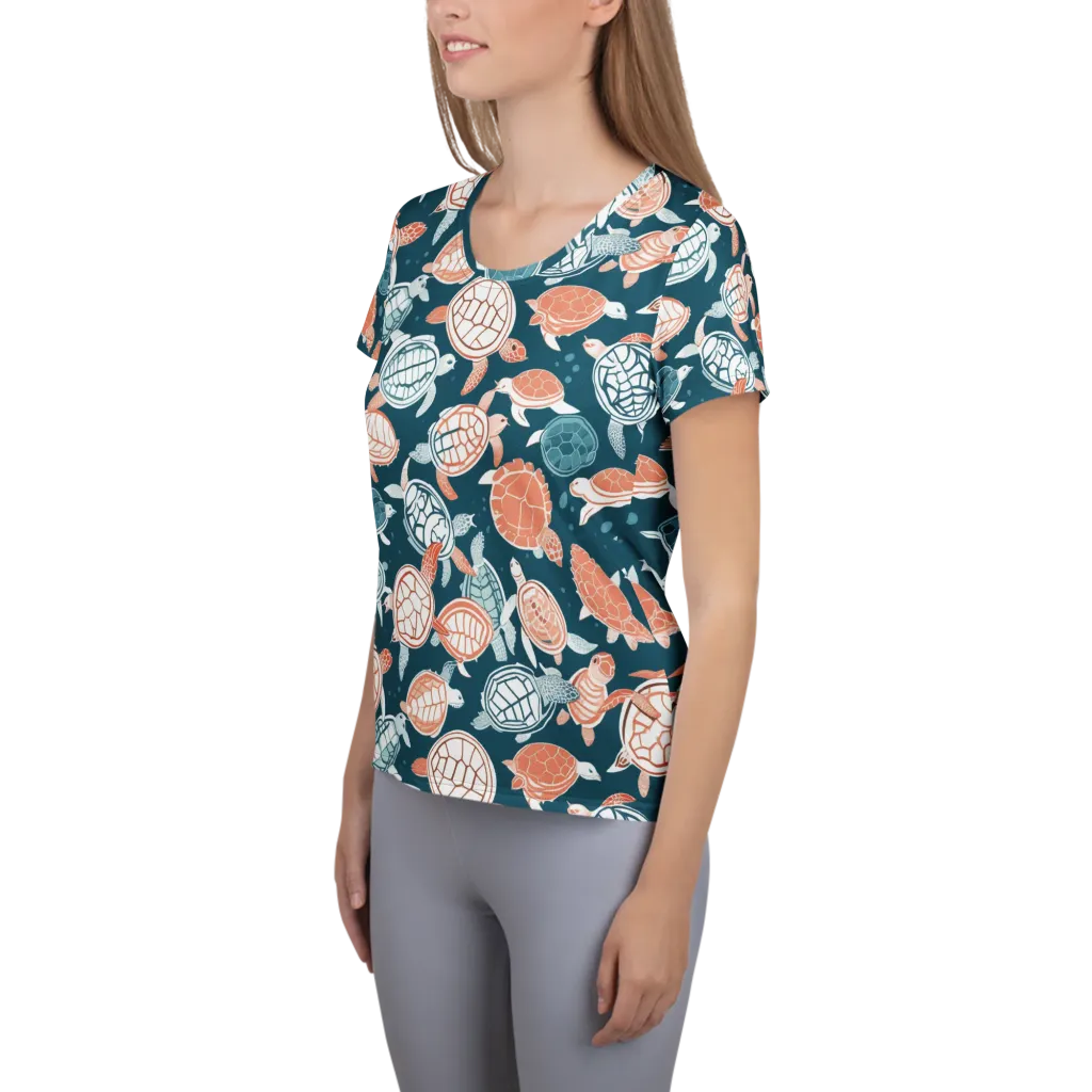Shells At Sea on Women's Athletic T-Shirt — Left