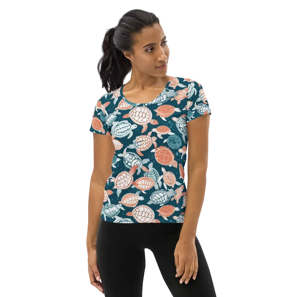 Shells At Sea on Women's Athletic T-Shirt — Front