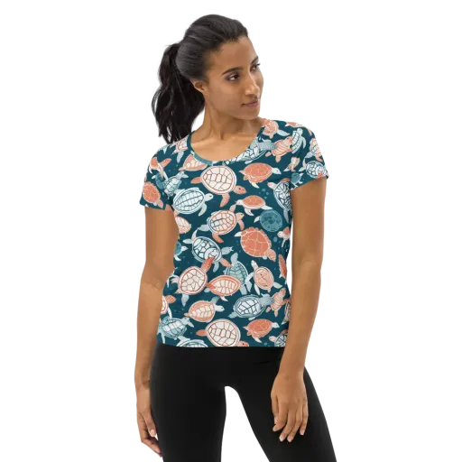 Shells At Sea on a Women's Athletic T-Shirt