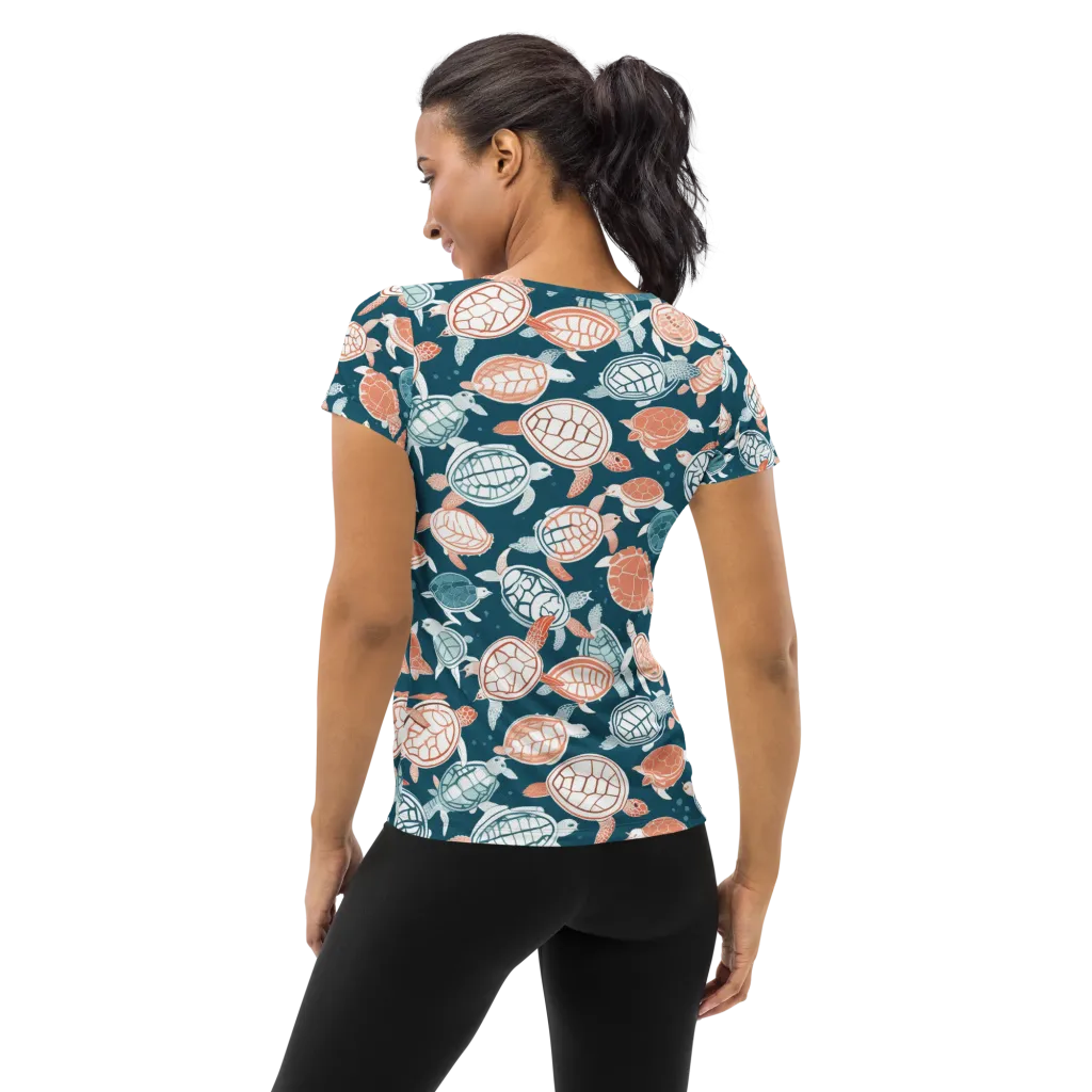 Shells At Sea on Women's Athletic T-Shirt — Back