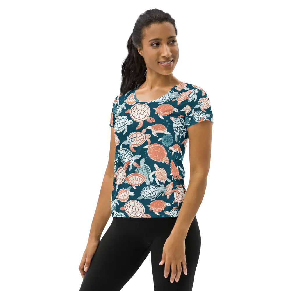 Shells At Sea on Women's Athletic T-Shirt — Left