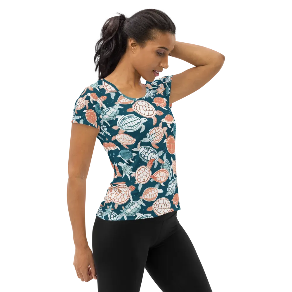 Shells At Sea on Women's Athletic T-Shirt — Right