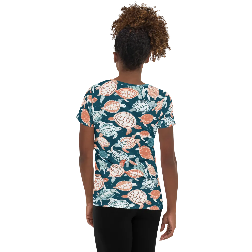 Shells At Sea on Women's Athletic T-Shirt — Back