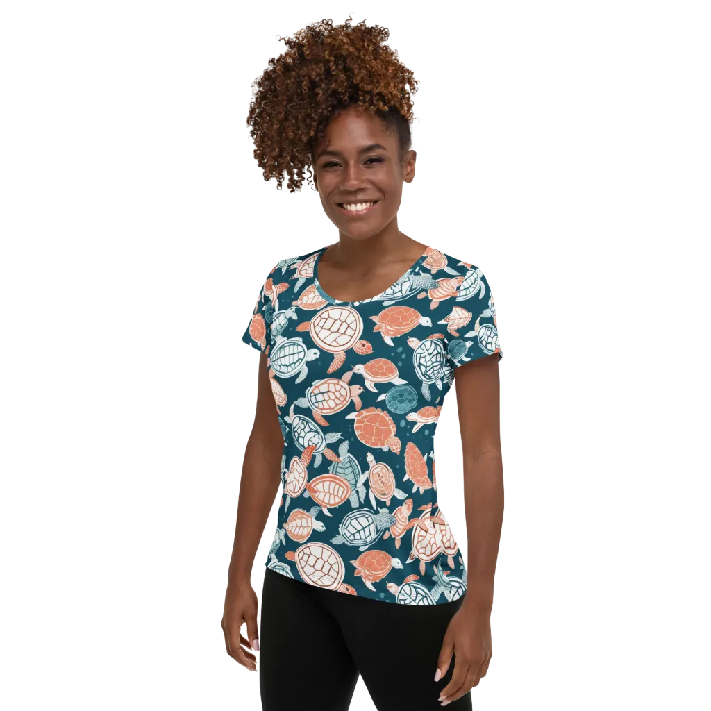 Shells At Sea on Women's Athletic T-Shirt — Left