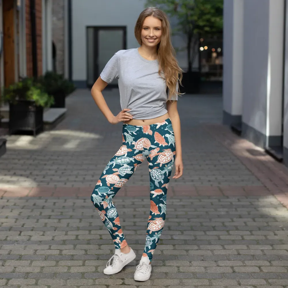 Shells At Sea on Leggings — Front