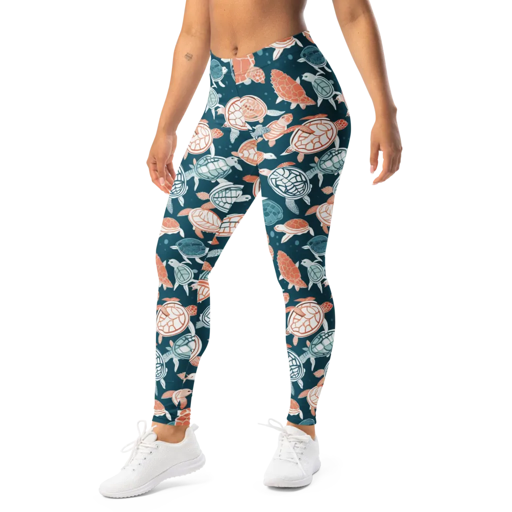Shells At Sea on Leggings — Left Front