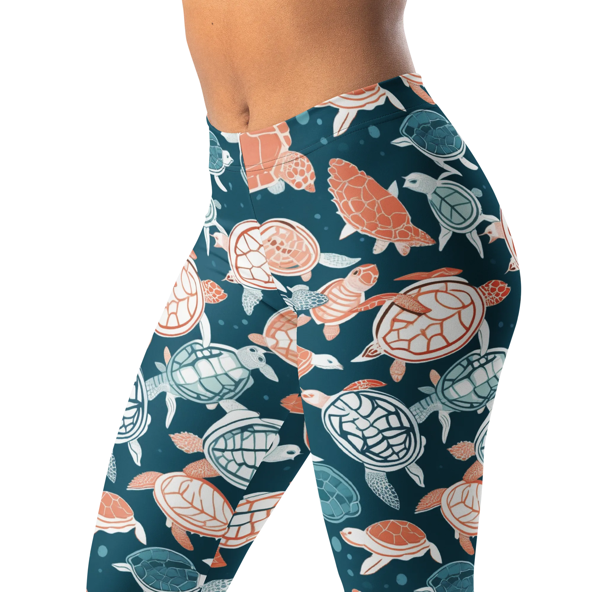 Shells At Sea on Leggings — Left Front
