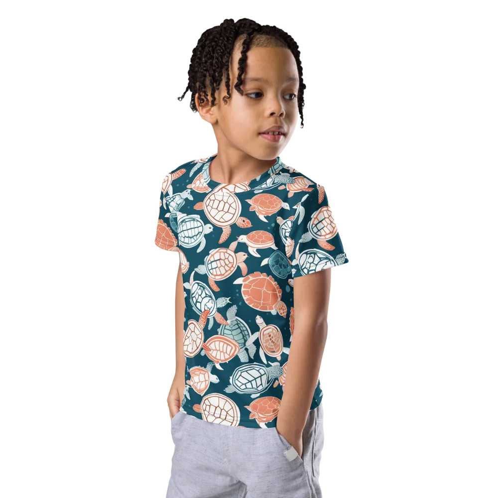 Shells At Sea on Kids Crew Neck T-Shirt — Left Front