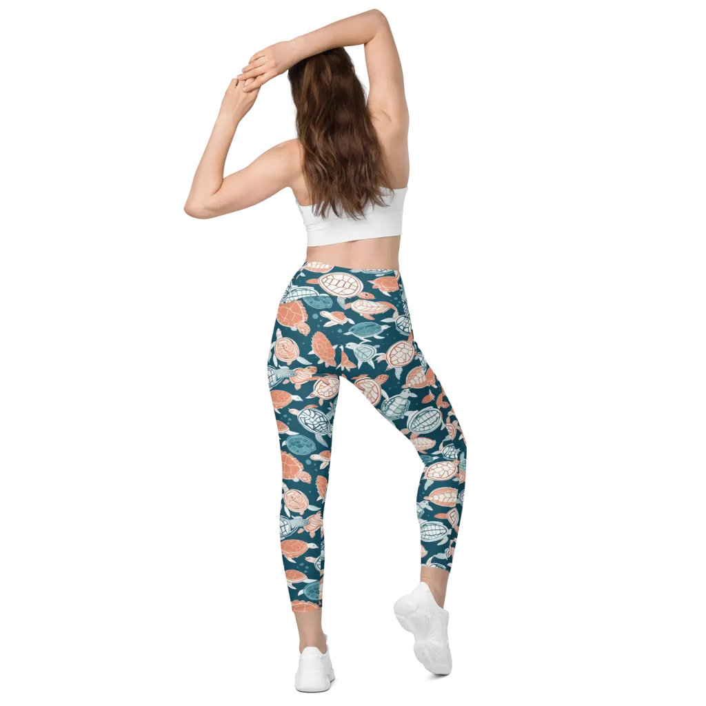 Shells At Sea on Leggings with Pockets — Back