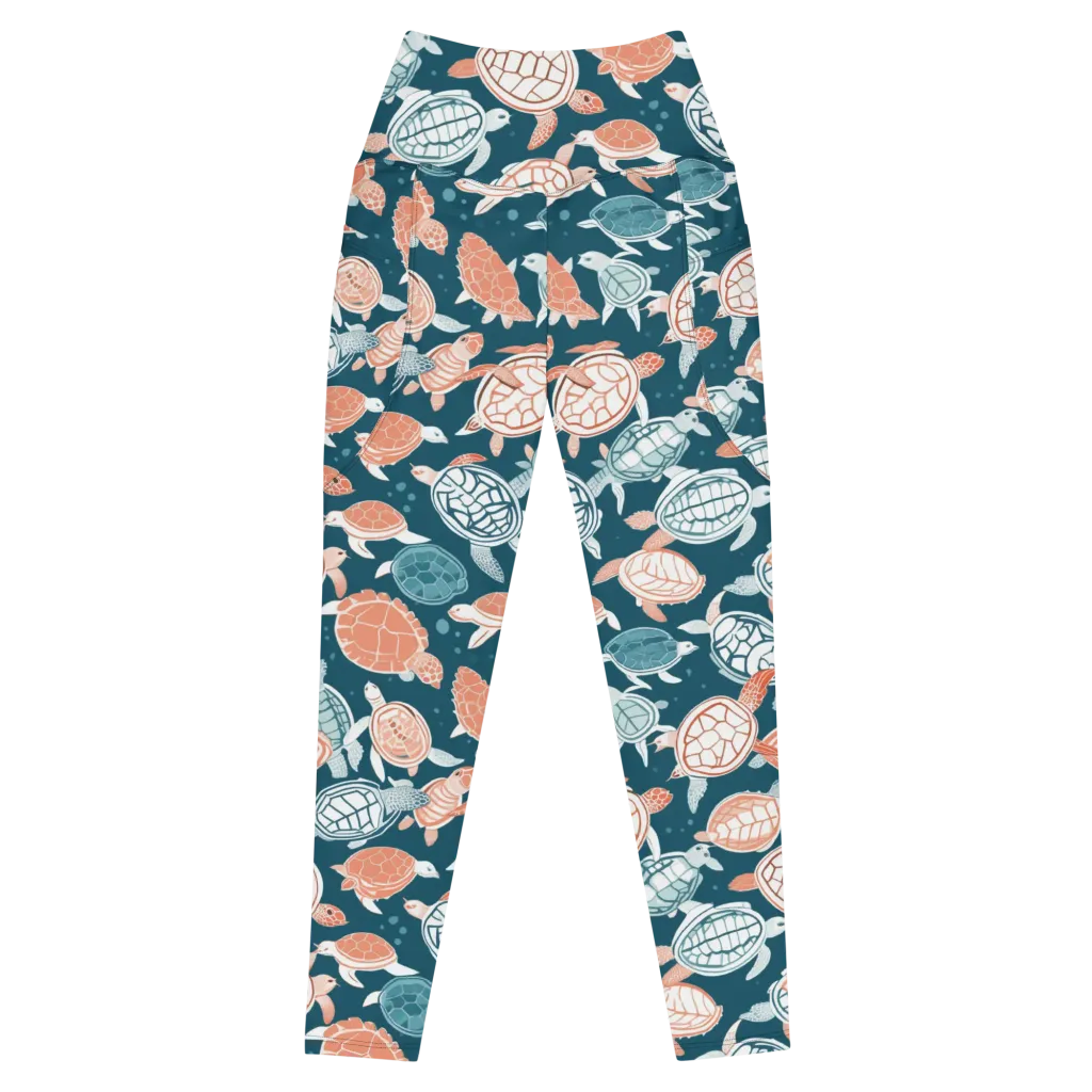 Shells At Sea on Leggings with Pockets — Front
