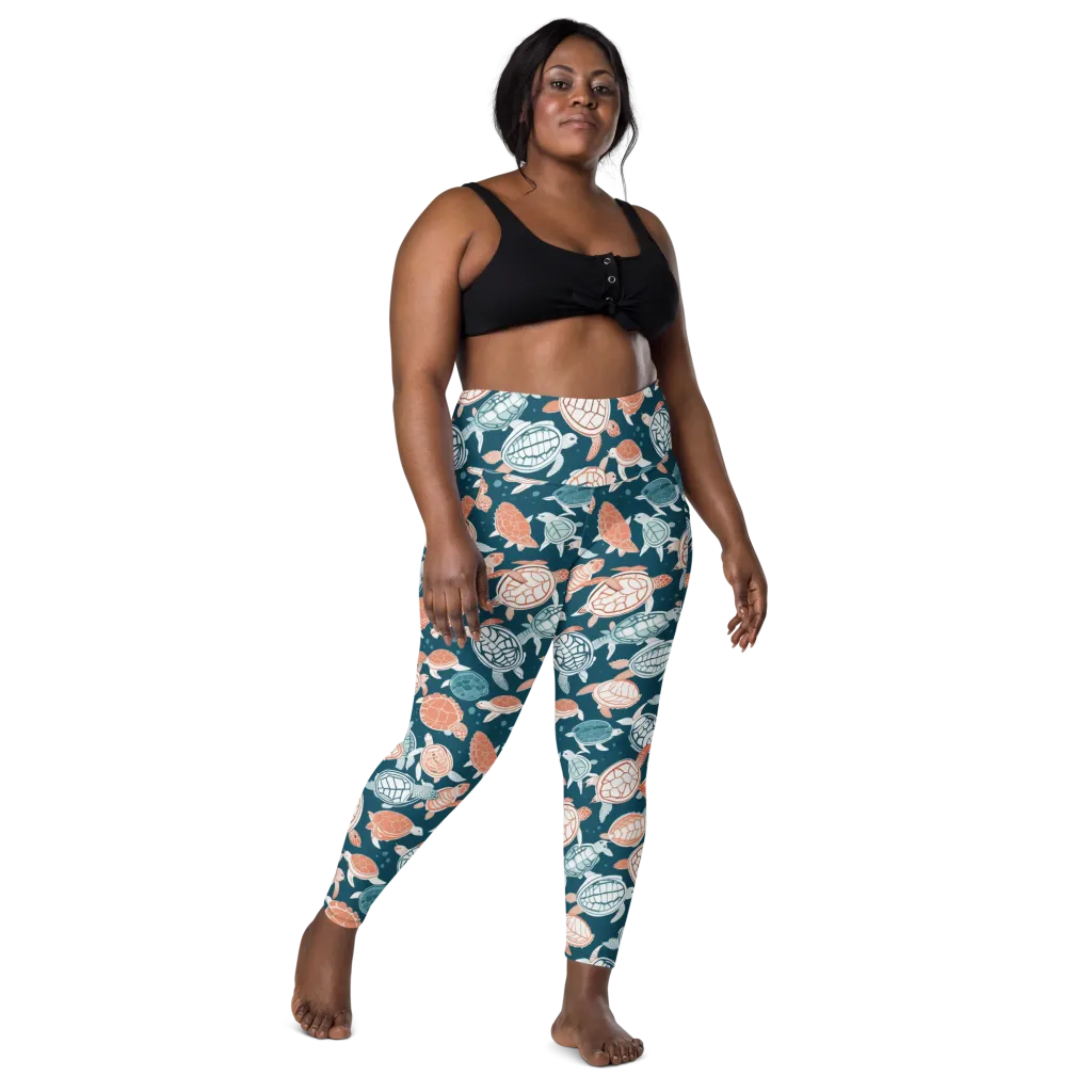 Shells At Sea on Leggings with Pockets — Front