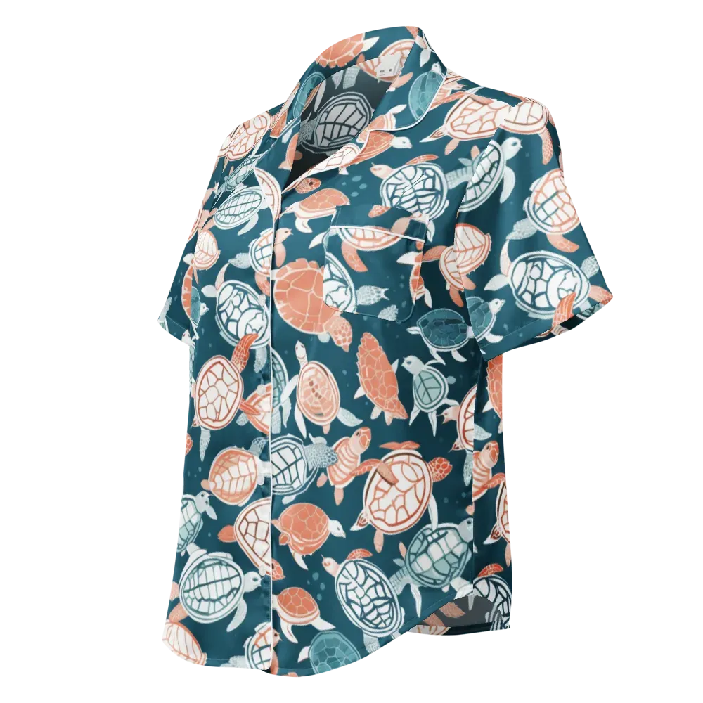 Shells At Sea on Women's Short Sleeve Pajama Top — Left Front
