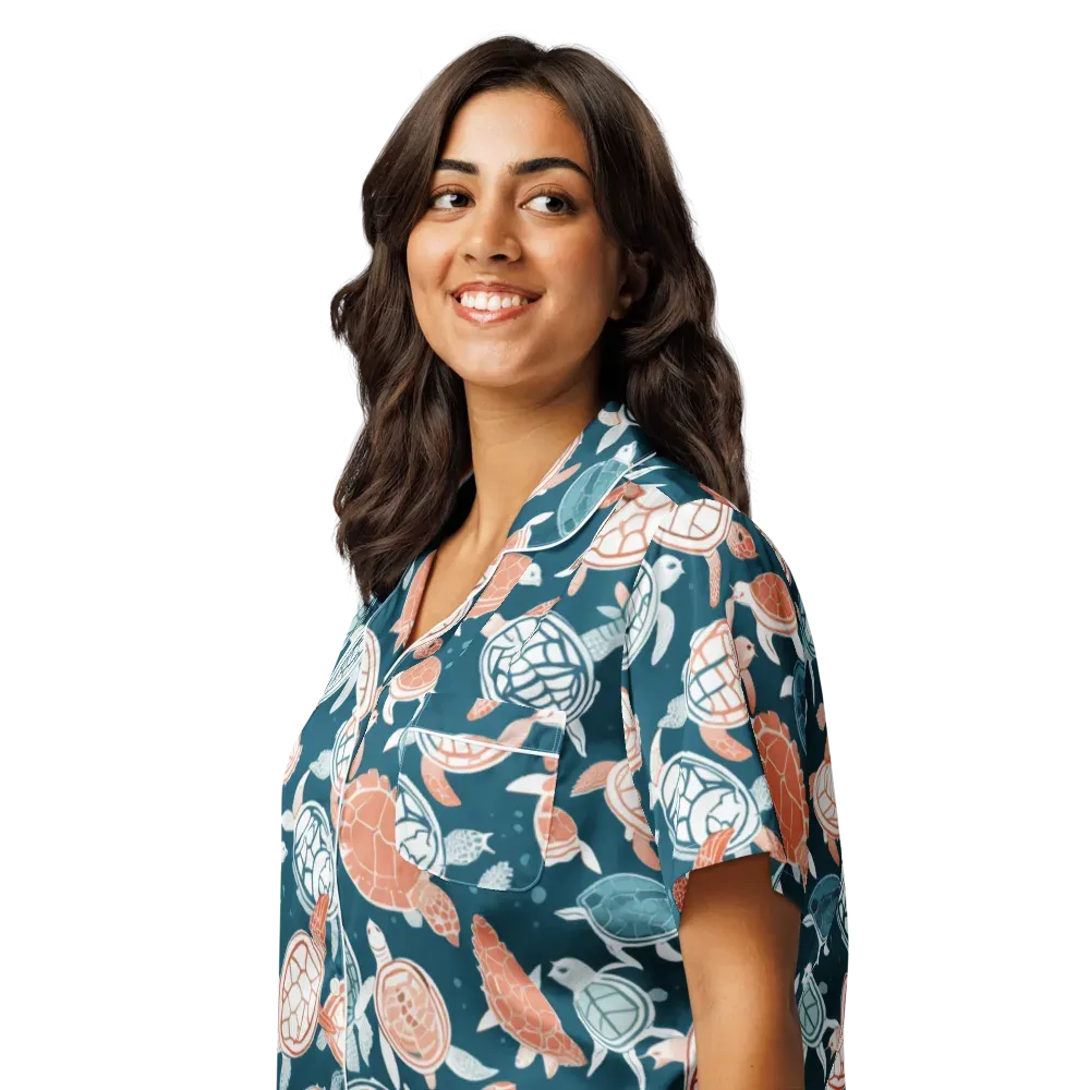 Shells At Sea on Women's Short Sleeve Pajama Top — Left Front
