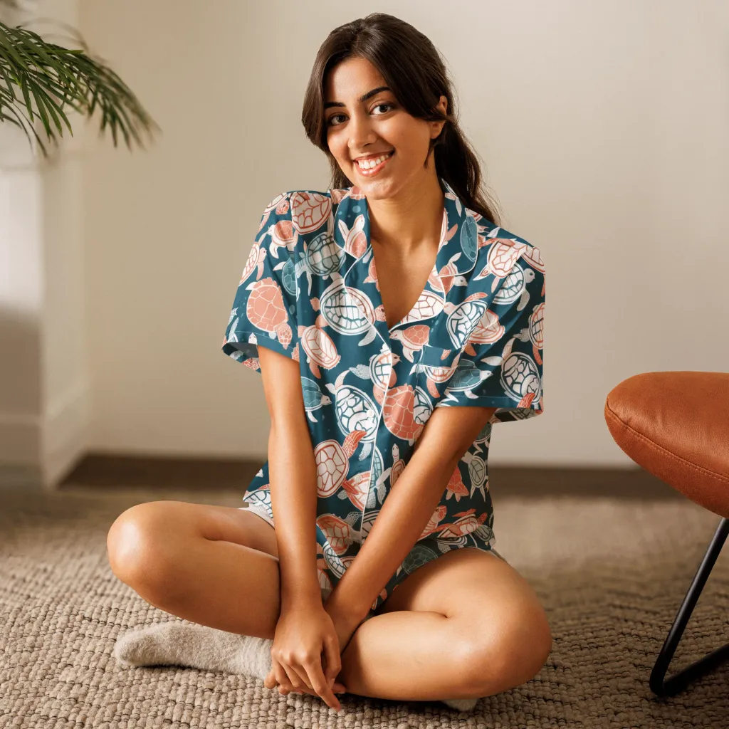 Shells At Sea on Women's Short Sleeve Pajama Top — Front