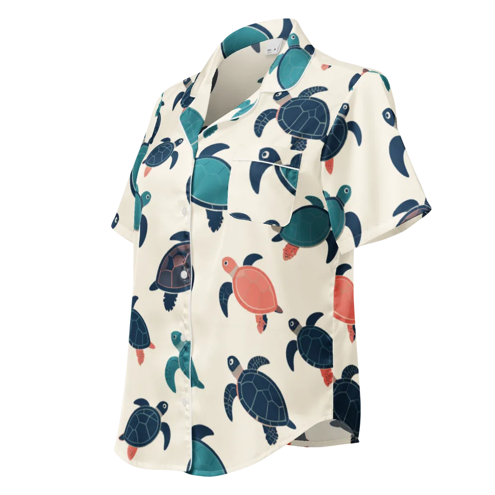 Afloat Assembly on Women's Short Sleeve Pajama Top — Left Front
