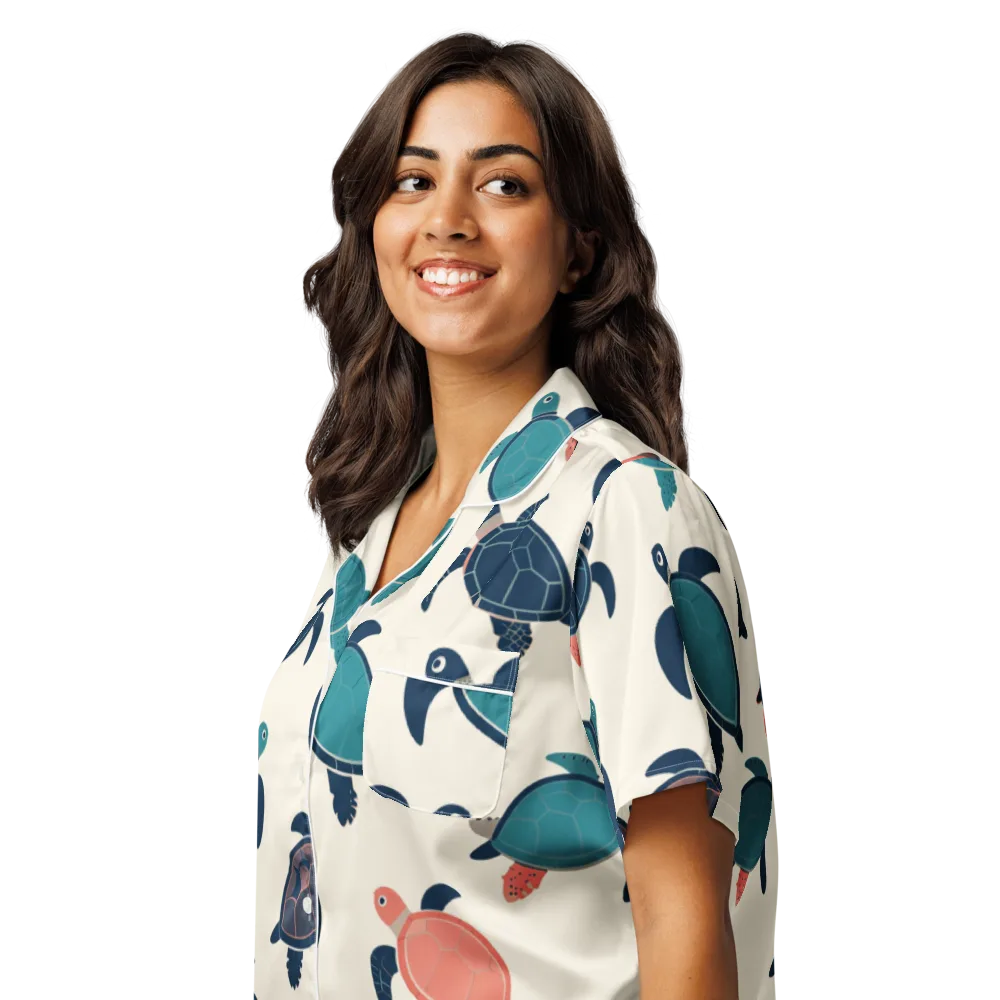 Afloat Assembly on Women's Short Sleeve Pajama Top — Left Front
