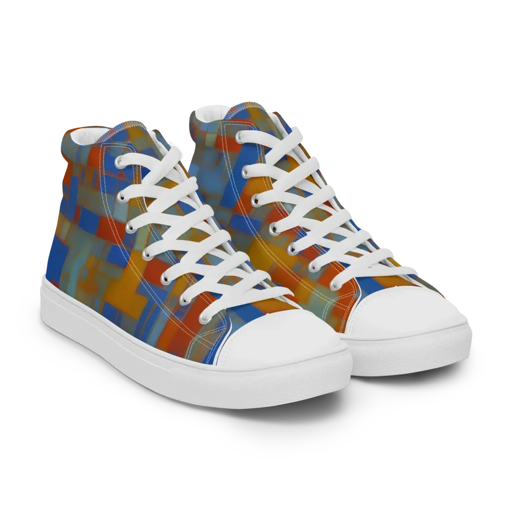 Modernist Current on Men's High Top Canvas Shoes — Right Front
