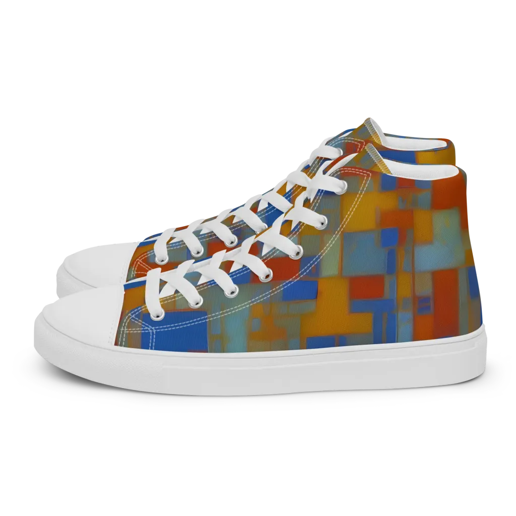 Modernist Current on Men's High Top Canvas Shoes — Left