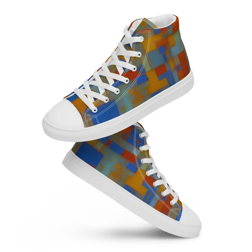 Modernist Current on Men's High Top Canvas Shoes — Front