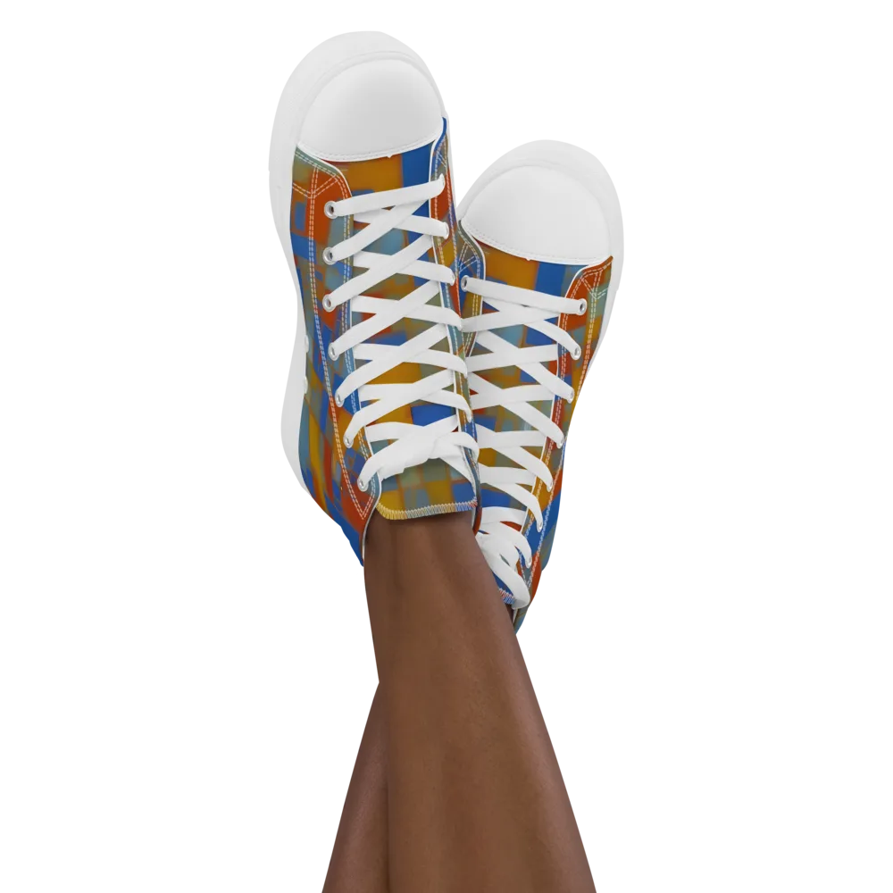 Modernist Current on Women's High Top Canvas Shoes — Front